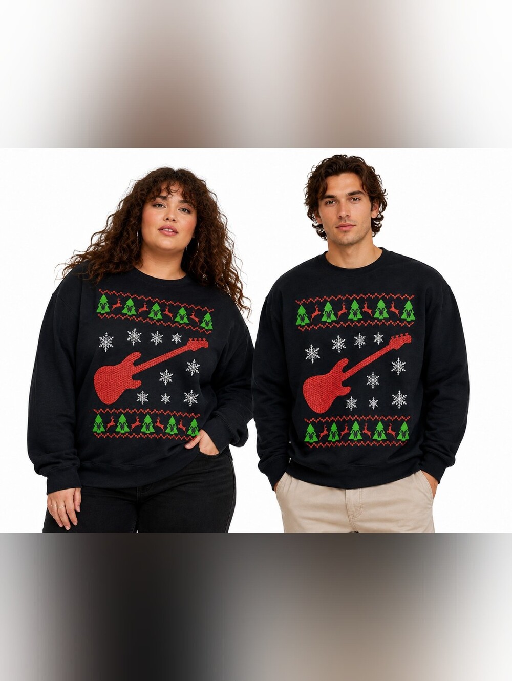 NWT Gilman Ugly Christmas Bass Guitar Sweatshirt Women's Men's Unisex